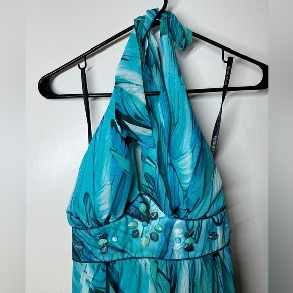 Bisou Bisou Butterfly Wing Turquoise Blue Halter Fairycore Maxi Dress Size 6 - Picture 2 of 14